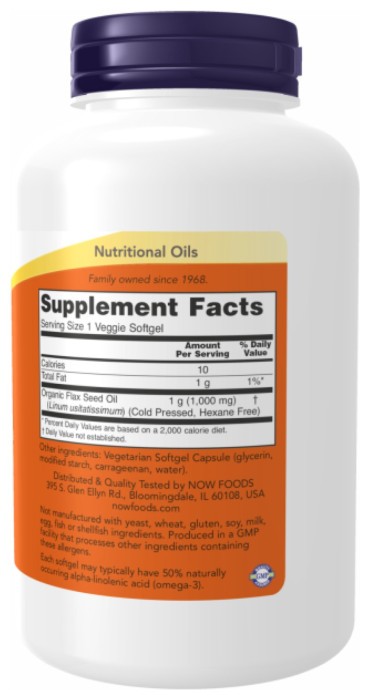Flax Oil Org 1000mg - 120 vgels