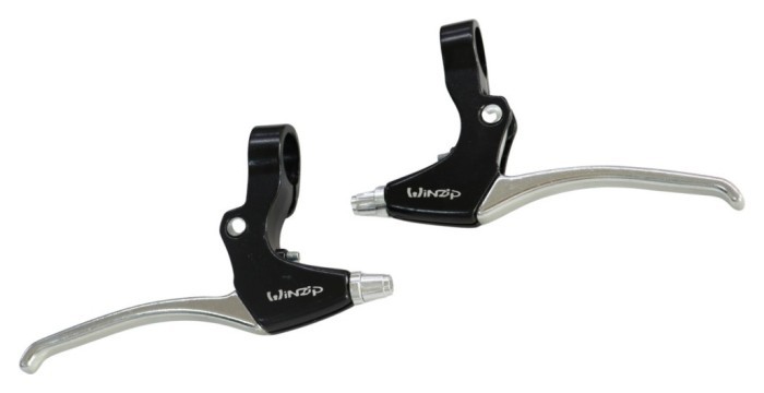 Ручки тормозные AL под 4 пальца серебристый с черным Winzip WL-348D