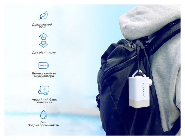 Насос-ліхтар-powerbank кемпінговий Flextail Max Pump 2 Plus, помаранчевий, укр, укр