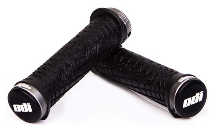 Грипсы ODI Troy Lee Designs Signature MTB Lock-On Bonus Pack Black w/Grey Clamps (черные с серыми замками)