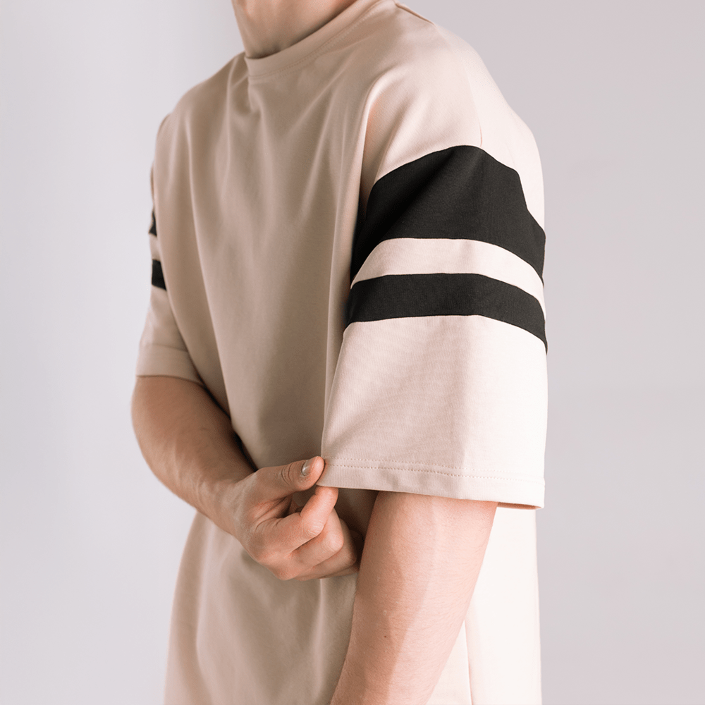 Мужской летний комплект шорты и бежевый футболка свободного кроя Pobedov Flow