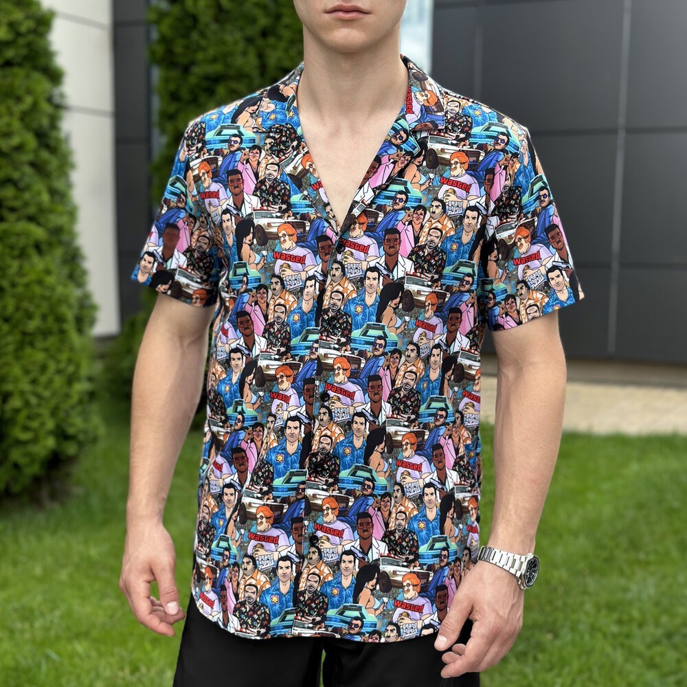 Пляжна чоловіча сорочка з принтом Pobedov Dejavu GTA