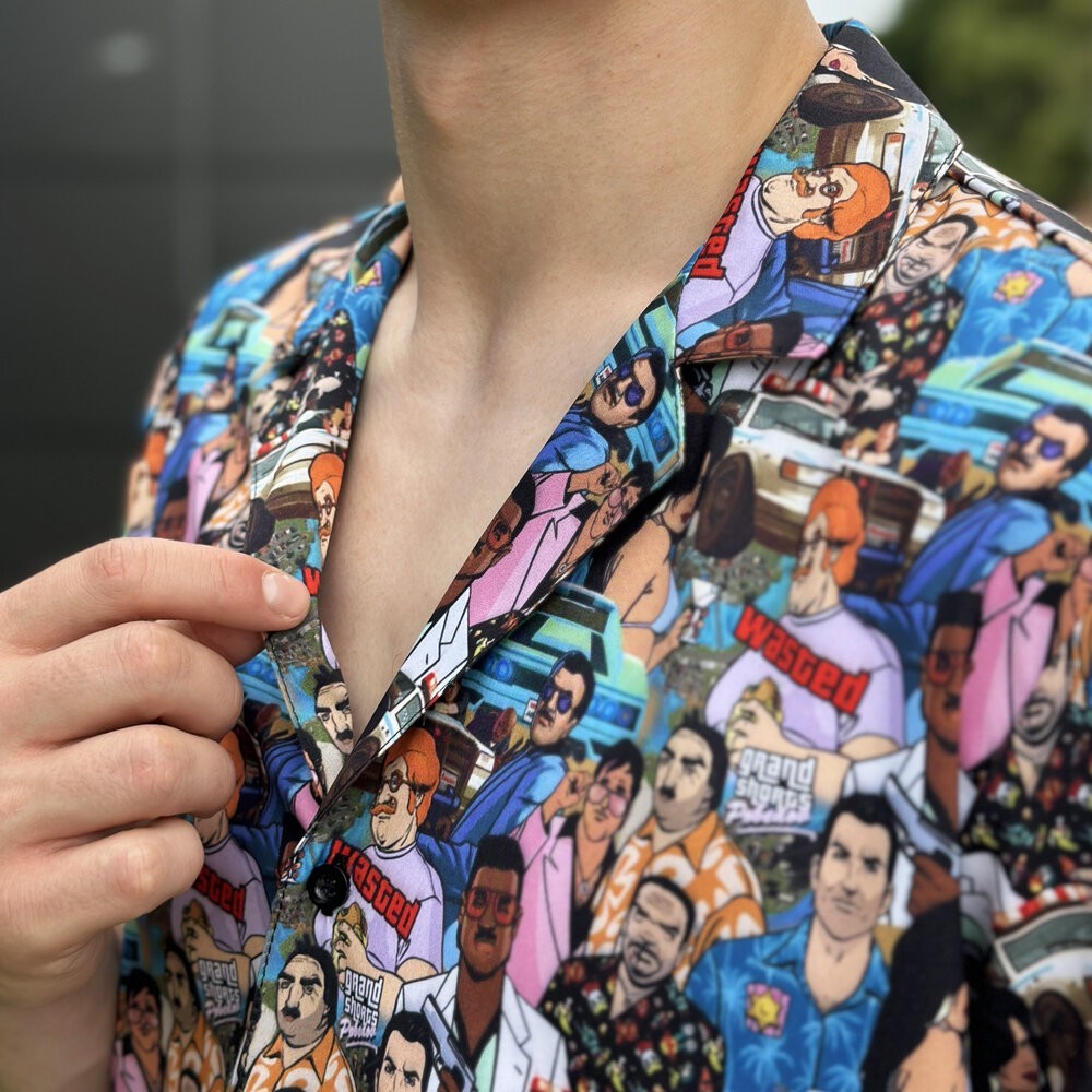 Пляжная мужская рубашка с принтом Pobedov Dejavu GTA