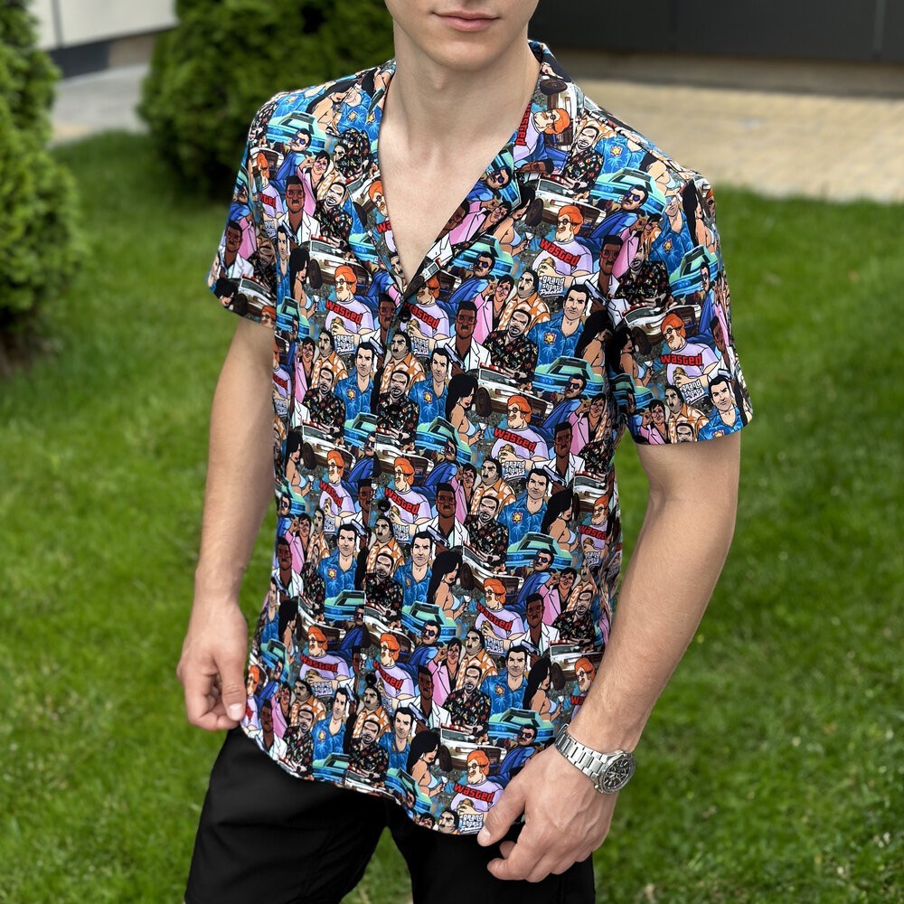 Пляжная мужская рубашка с принтом Pobedov Dejavu GTA
