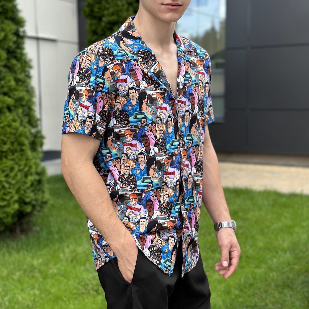 Пляжная мужская рубашка с принтом Pobedov Dejavu GTA
