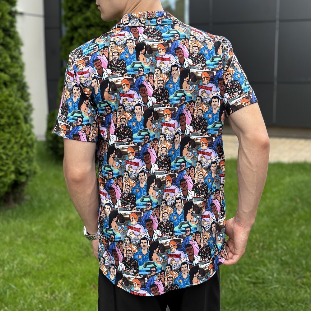 Пляжная мужская рубашка с принтом Pobedov Dejavu GTA