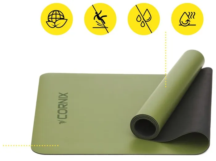 Коврик спортивный Cornix PU 183 x 68 x 0.4 см для йоги и фитнеса XR-0321 Green