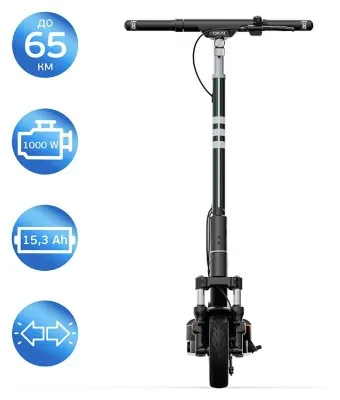 Електросамокат OKAI ES40-Black 10", 500(1000)W, 15.6Ah, 70km, 25km\h, 25%, NFC, App, 23kg