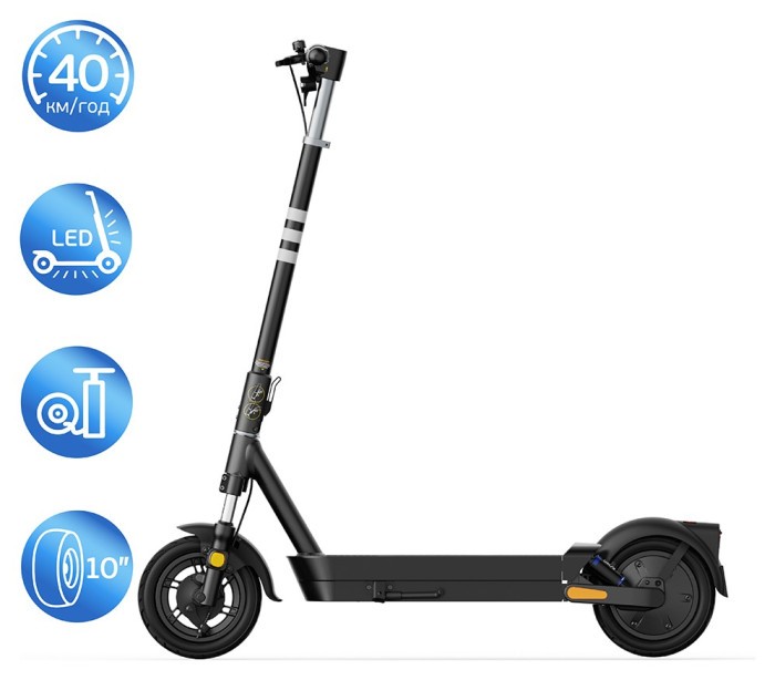 Електросамокат OKAI ES40-Black 10", 500(1000)W, 15.6Ah, 70km, 25km\h, 25%, NFC, App, 23kg