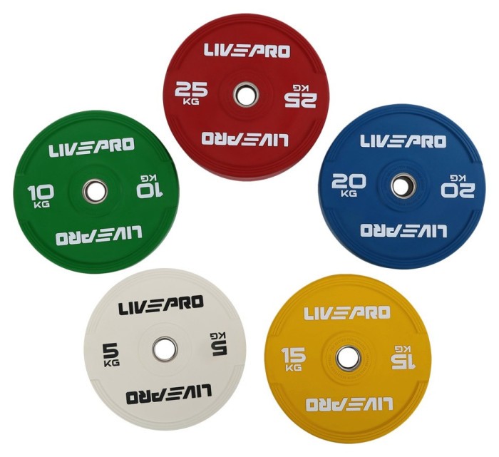 Диски бамперные олимпийские LiveUp LP8332 51 мм 5-10-15-20-25 кг