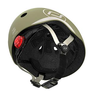 Шолом захисний дитячий Scoot and Ride, оливковий з ліхтариком 45-51см