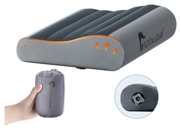 Надувна подушка анатомічна Flextail Zero Pillow SE, сіра, укр, укр