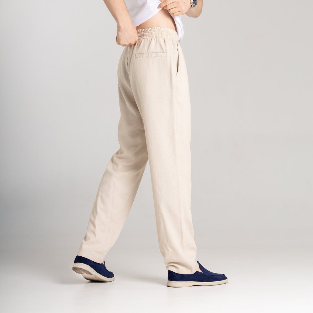 Чоловічі лляні штани вільного крою бежеві Pobedov Chill