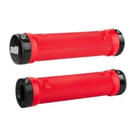 Грипсы ODI Ruffian MTB Lock-On Bonus Pack Bright Red w/Black Clamps, красные с черными замками