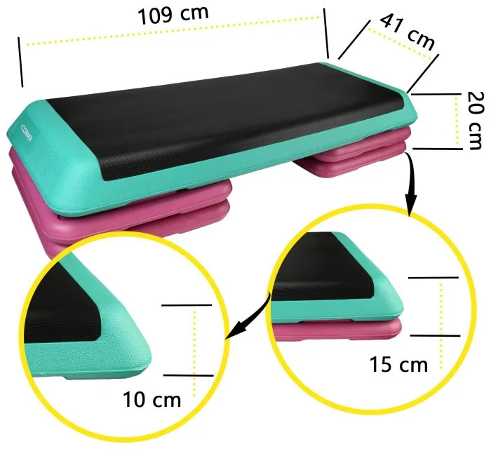 Степь-платформа 3-ступенчатая Cornix Pro 109 х 41 х 10-20 см XR-0402 Violet/Turquoise/Black