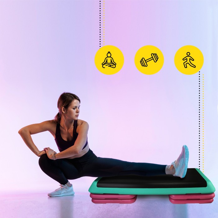 Степь-платформа 3-ступенчатая Cornix Pro 109 х 41 х 10-20 см XR-0402 Violet/Turquoise/Black