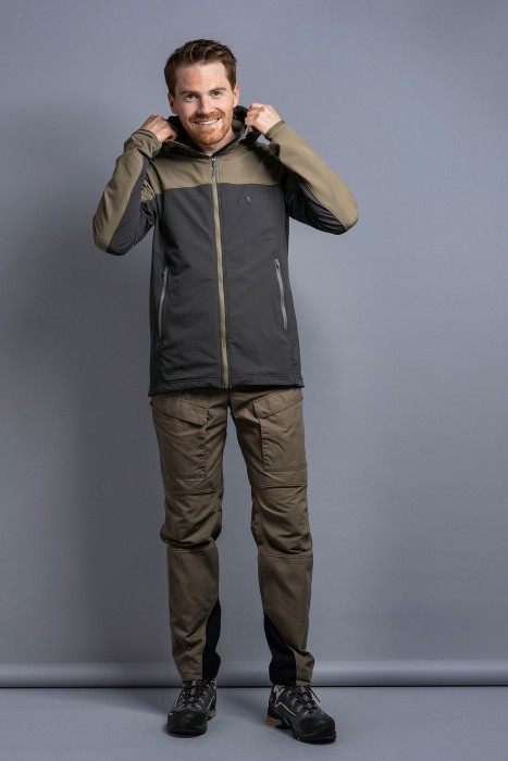 Трекінгова чоловіча куртка Soft Shell Tatonka Cesi M's Hooded Jacket, Dark Grey/Olive, M