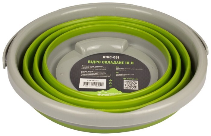 Ведро TRAMP складное силиконовое 10л UTRC-091 Олива