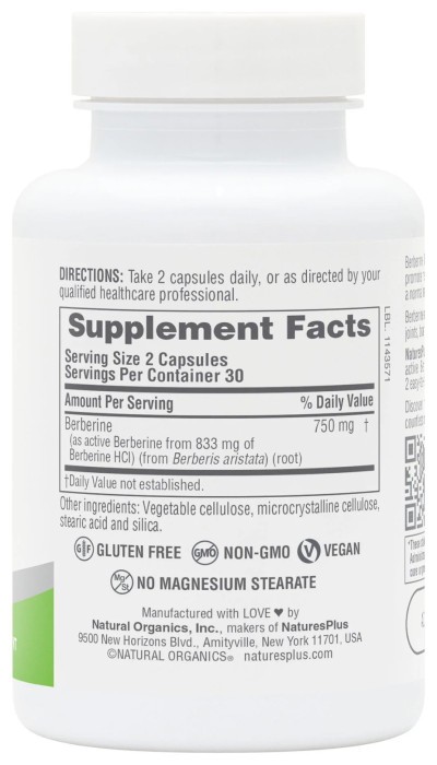 Berberine 750 mg – 60 caps