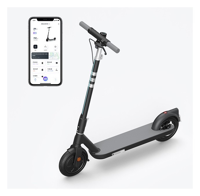 Електросамокат OKAI ES10-NEON Lite Black 9", 300(600)W, 7.8Ah, 30km, 25km\h, 20%, NFC, App,15kg