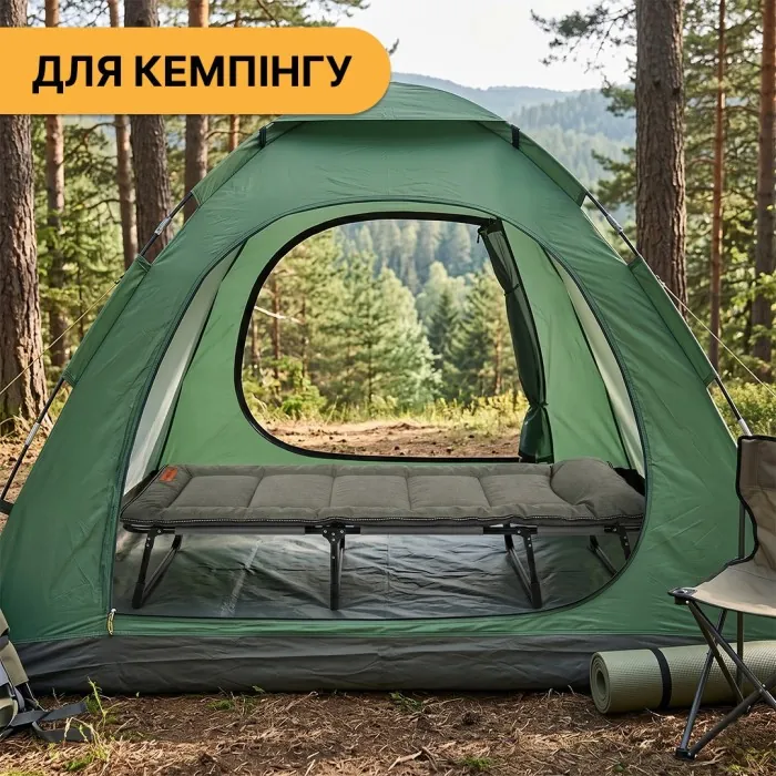 Розкладне ліжко (розкладачка) з вбудованим матрацом LEOBRO Khaki (LB-FB-S1-KHA)