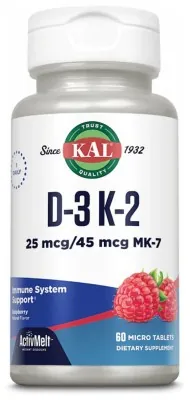 D3 &amp; K2 25mcg - 60 tabs Raspberry (Пошкоджена банка)