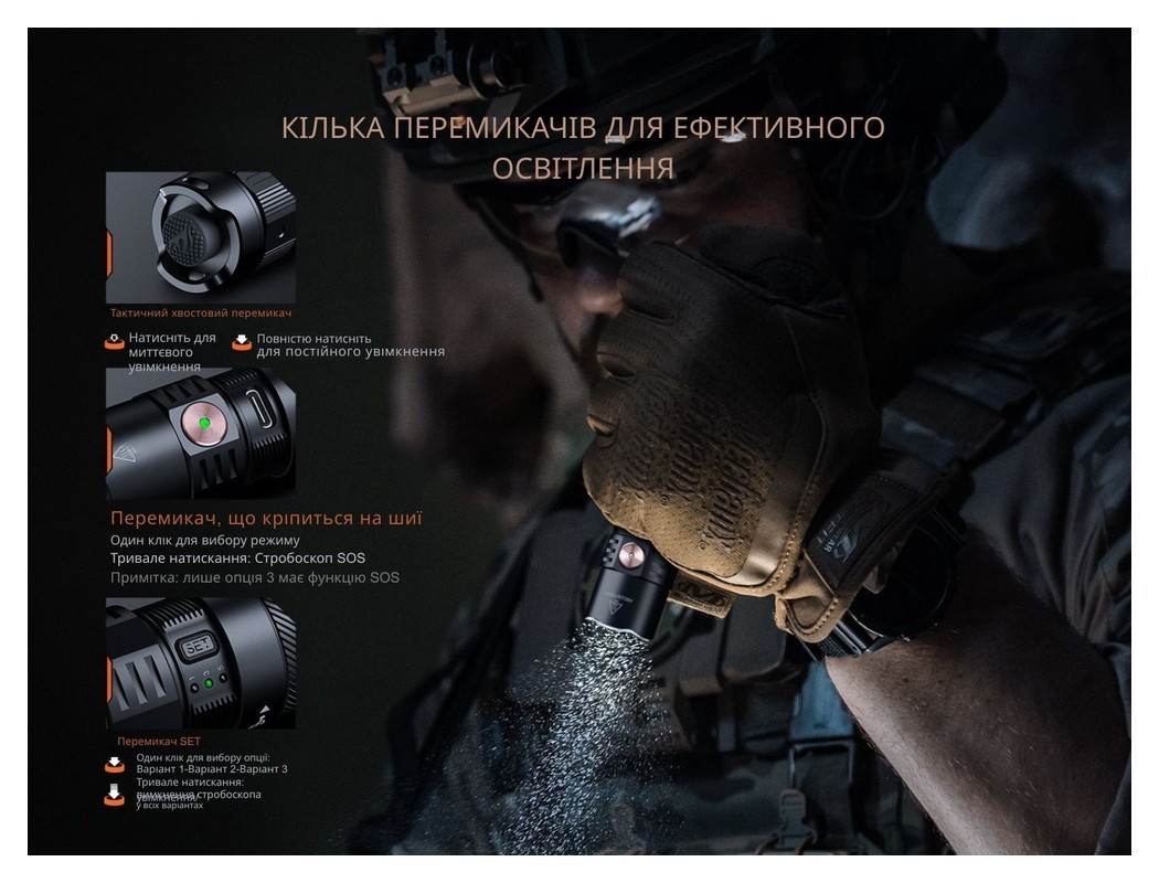 Ліхтар тактичний ручний Fenix PD35R ACE 2000 лм, укр, укр