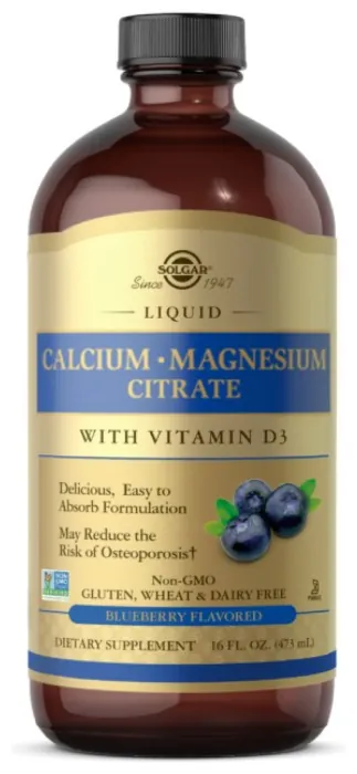 Liquid Calcium Magnesium Citrate with Vitamin D3 - 16 oz Natural Blueberry