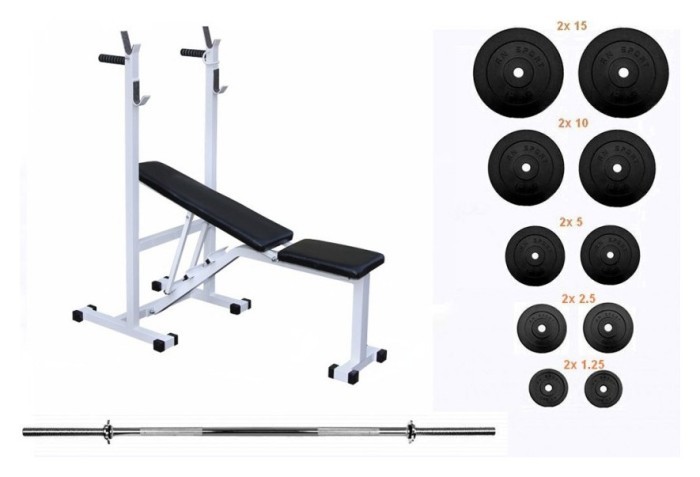 Скамейка для жима Top и штанга 75 кг RN-Sport