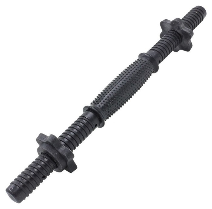 Гриф гантельний пластиковий гумовий із замками SHUANG CAI SPORTS TA-80257-46 (TA-80243-46) (l-46, d-25мм, чорний), укр, укр