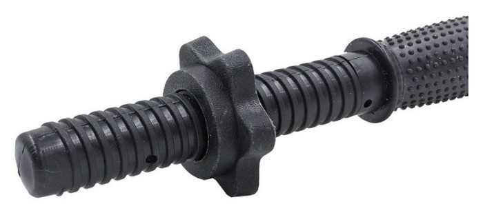 Гриф гантельний пластиковий гумовий із замками SHUANG CAI SPORTS TA-80257-46 (TA-80243-46) (l-46, d-25мм, чорний)