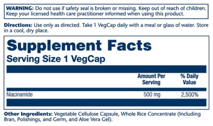 Niacinamide 500mg - 100 vcaps