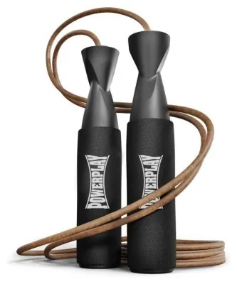 Скакалка шкіряна PowerPlay 4214 Leather Jump Rope Чорна 2.75 см.