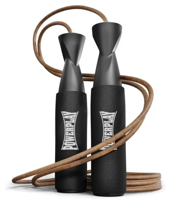Скакалка шкіряна PowerPlay 4214 Leather Jump Rope Чорна 2.75 см.