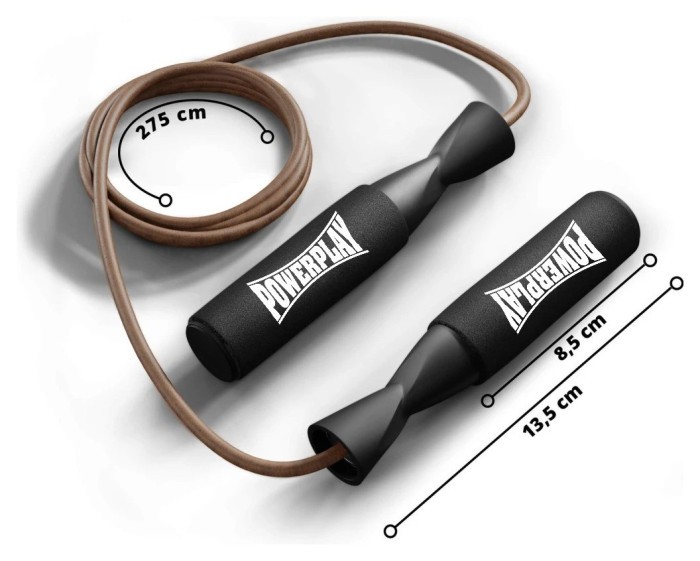 Скакалка шкіряна PowerPlay 4214 Leather Jump Rope Чорна 2.75 см.