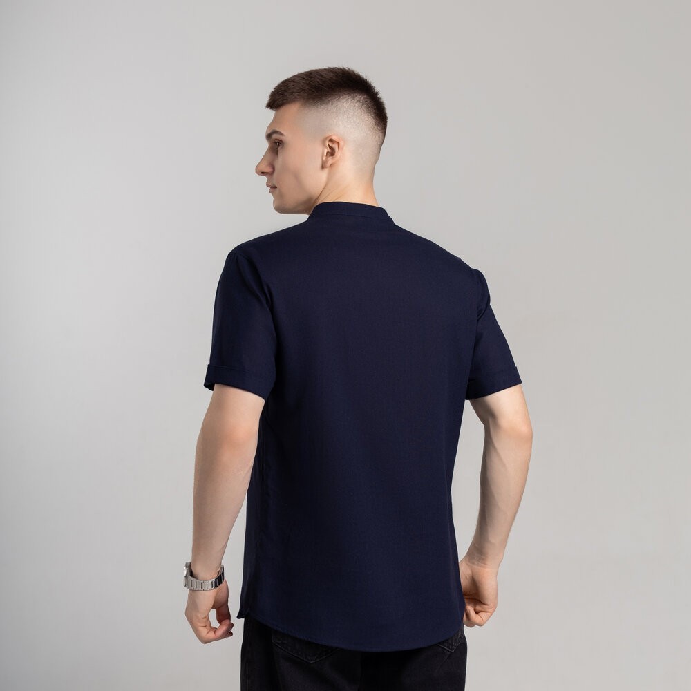 Чоловіча сорочка з коротким рукавом темно-синя Pobedov Molodist'