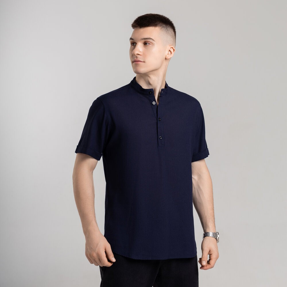 Чоловіча сорочка з коротким рукавом темно-синя Pobedov Molodist'