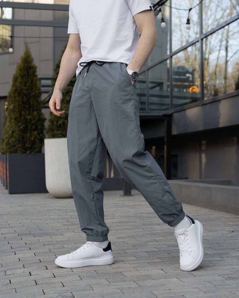 Чоловічі джогери темно-сірі плащівка спорт Pobedov Ground, укр, укр