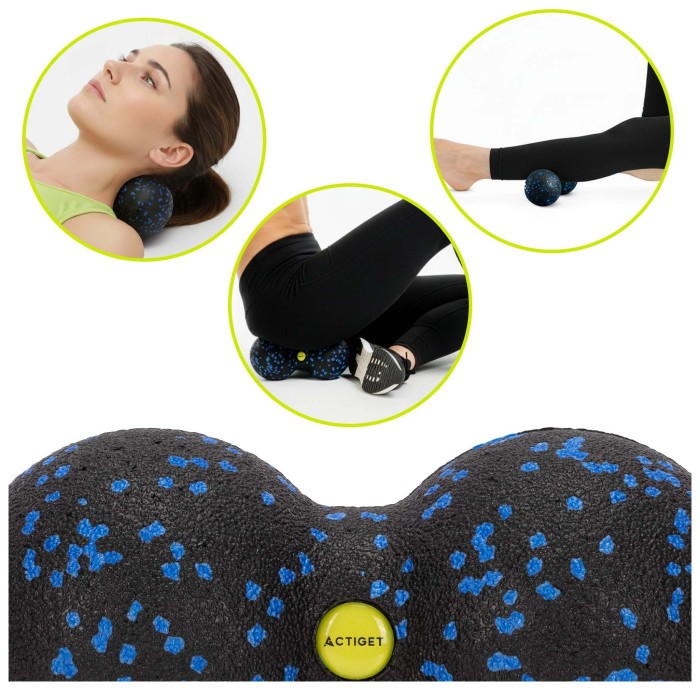 Масажний м'яч подвійний Actiget EPP 8 x 16 см ACT0097 Black/Blue