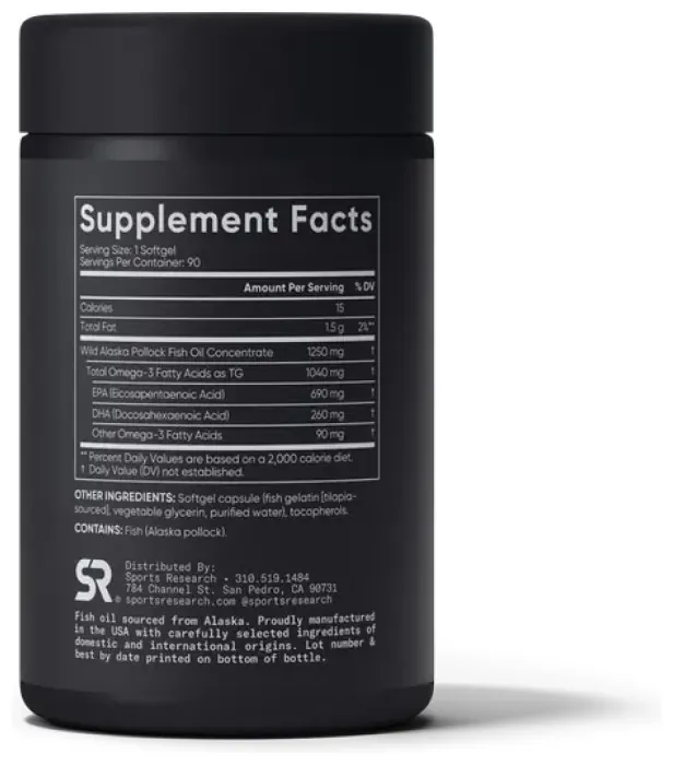 Omega-3 Fish Oil Alaska Pollock 1250mg - 90 softgels (Без етикетки)
