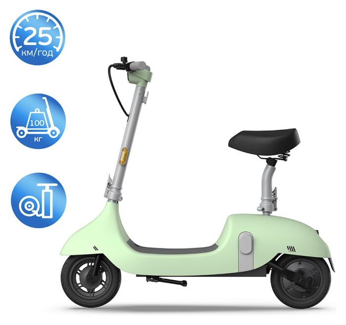 Електросамокат з сидінням OKAI Ceetle PRO EA10C Mint Green 10', 350(900)W, 25Km/h, 10.4Ah, 55Km, 20%,NFC, App, 29kg