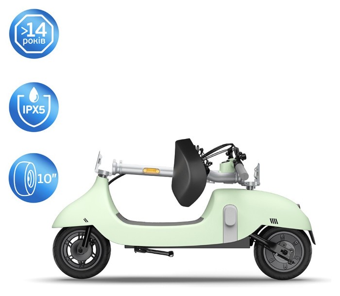 Електросамокат з сидінням OKAI Ceetle PRO EA10C Mint Green 10', 350(900)W, 25Km/h, 10.4Ah, 55Km, 20%,NFC, App, 29kg