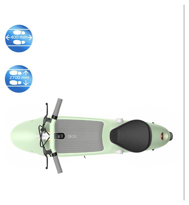 Електросамокат з сидінням OKAI Ceetle PRO EA10C Mint Green 10', 350(900)W, 25Km/h, 10.4Ah, 55Km, 20%,NFC, App, 29kg