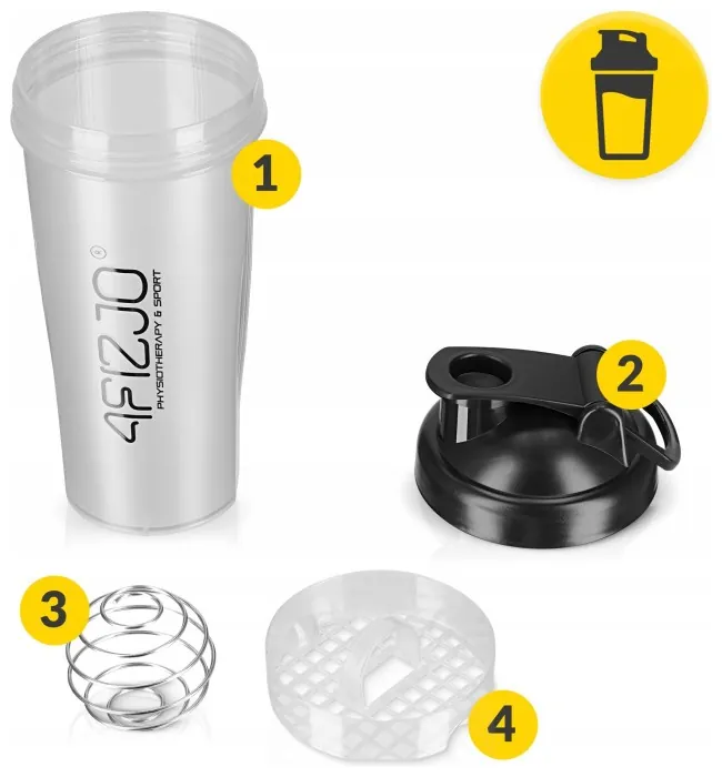 Шейкер спортивный 4FIZJO PRO 650 мл White/Black (P-5905973407007)