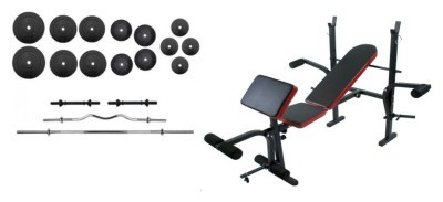 100 кг блинов + 4 грифа + скамья для жима складная RN-Sport