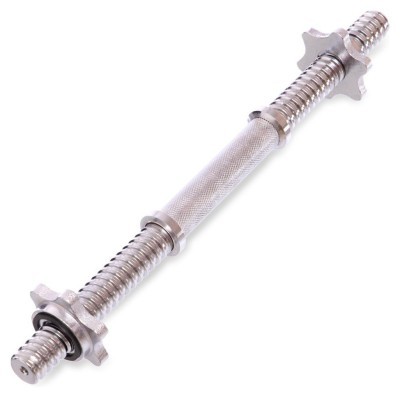 Гриф гантельный стальной хромированный с замками длина 40см ø25мм SHUANG CAI SPORTS TA-8049 (l-40см, d-25мм, вес 1,3кг, хром)