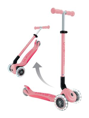 Самокат GLOBBER серії ELITE LIGHTS, пастельно-рожевий, колеса з підсвіткою, 50кг, 3+, укр, укр