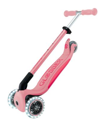 Самокат GLOBBER серії ELITE LIGHTS, пастельно-рожевий, колеса з підсвіткою, 50кг, 3+, укр, укр