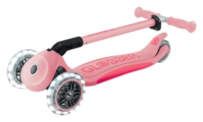 Самокат GLOBBER серії ELITE LIGHTS, пастельно-рожевий, колеса з підсвіткою, 50кг, 3+, укр, укр