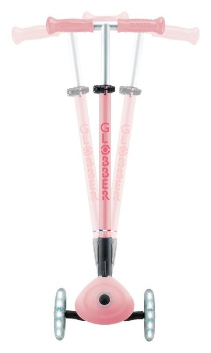 Самокат GLOBBER серії ELITE LIGHTS, пастельно-рожевий, колеса з підсвіткою, 50кг, 3+, укр, укр
